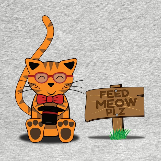 Feed Meow Plz, Funny Orange Tabby Cat by emojiawesome